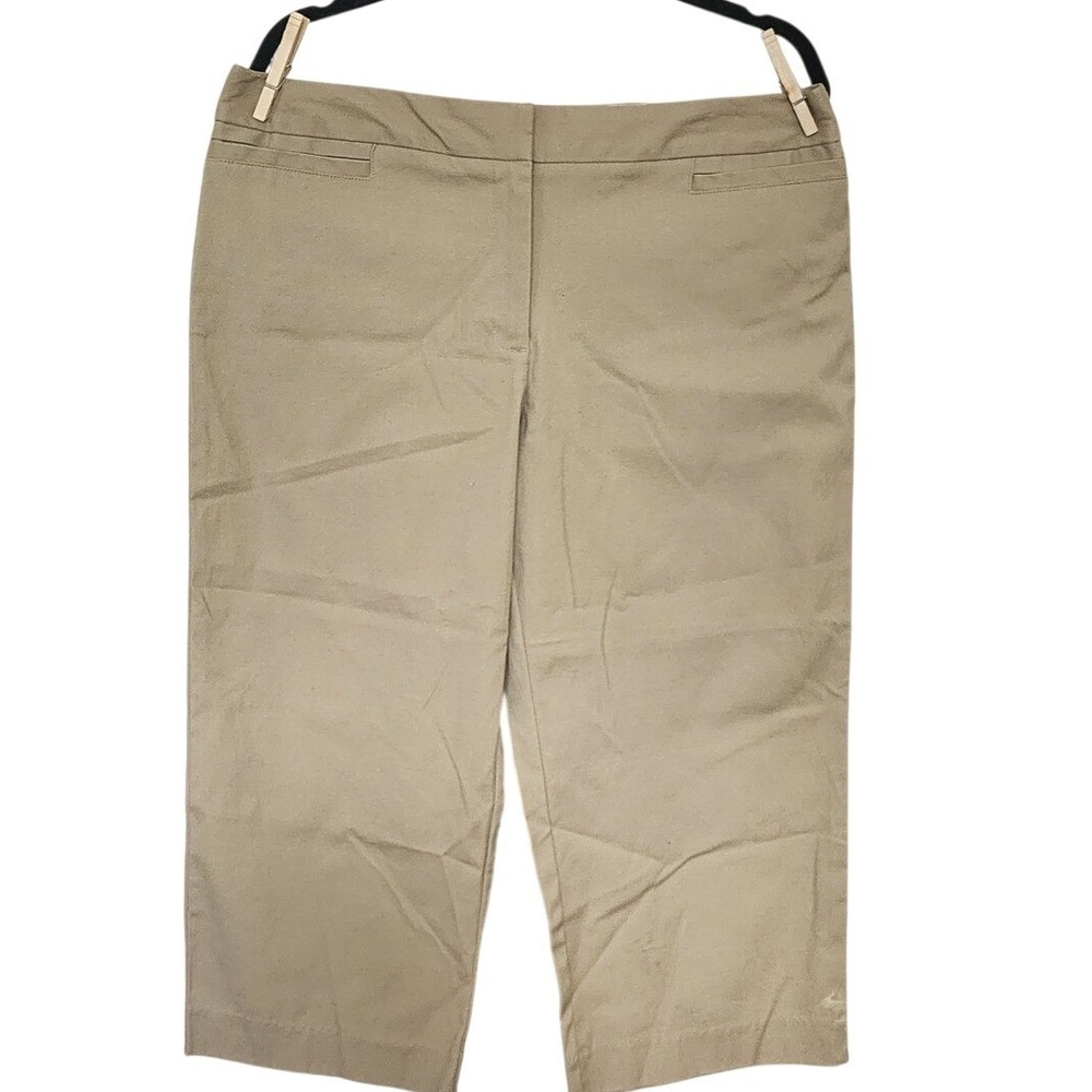George‎ Womens Urban Khaki Stretch Crop Pants Size 14 Tan Mid Rise Trousers NEW